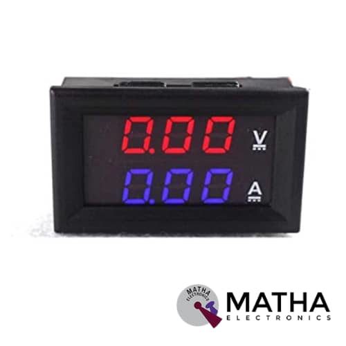 Digital Voltmeter Ammeter DC 0-100V 10A Dual LED Monitor Panel, Red and Blue
