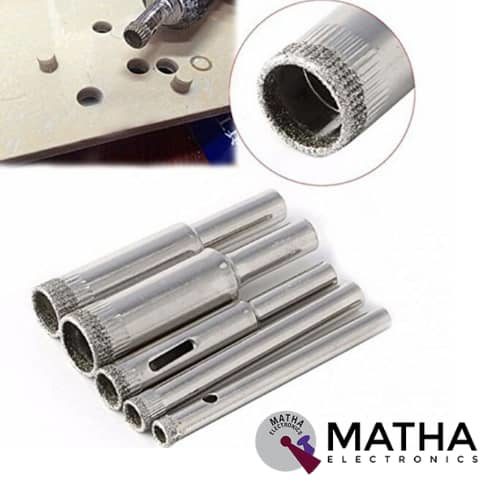Diamond Coated Core Hole Saw Drill Bit Tools for Tiles Marble Glass (5mm 6mm 8mm 10mm 12mm) - Set of 5