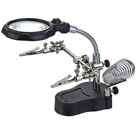 stand 3. 5X / 12X Helping Hand Magnifier with Soldering Stand & LED Light