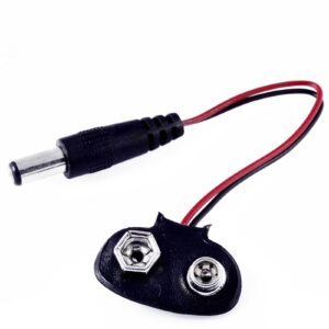 9V battery snap connector with a male DC jack