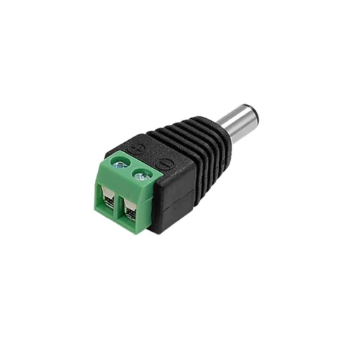 DC power jack male connector with a 2-pin screw terminal