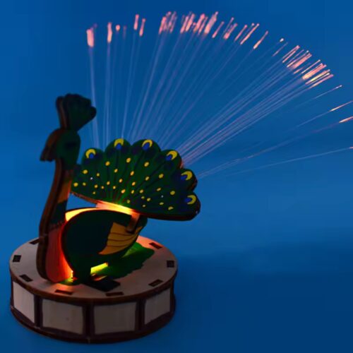 DIY KT BOARD FIBER OPTIC LIGHT PEACOCK SPREADS ITS TAIL