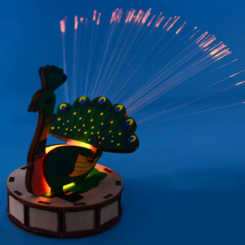 H7828768676474473830bea4350b15888v DIY KT BOARD FIBER OPTIC LIGHT PEACOCK SPREADS ITS TAIL