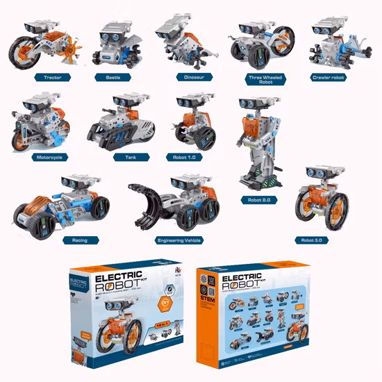 12-in-1-DIY-Plastic-Easy-Building-Battery-Operated-Electric-Robot-Kit-Kids-Toys-with-USB-Charger DIY NEW ELECTRIC SELF-ASSEMBLY 12-IN-1 ROBOT HAND-ASSEMBLED
