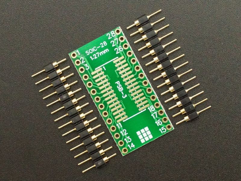 PCB-SMD-28-to-DIP-ENIG-with-Machined-Pins SOIC28 WIDE 1 28PINS SMD TO DIP